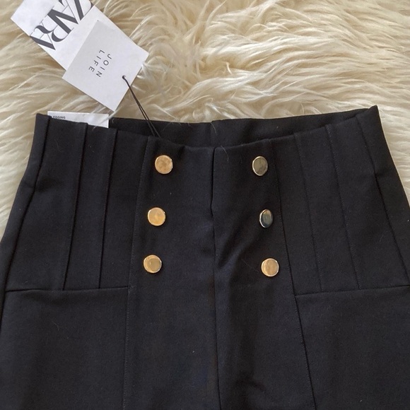 Zara High-Waist Button Detail Thick Ponte Skinny Leggings - Picture 5 of 11